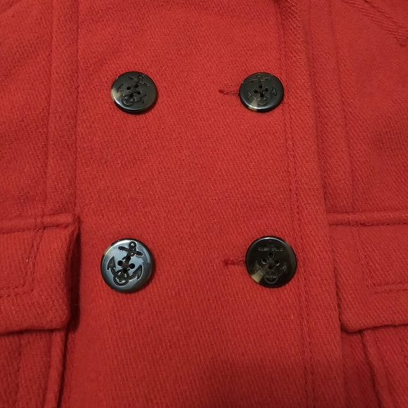 American Eagle Outfitters Wool Blend Double Breasted Peacoat Medium Red - Picture 11 of 16